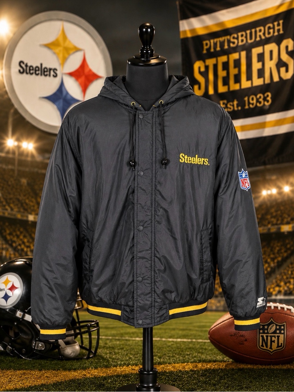 Vintage Starter Pro Line Pittsburgh Steelers Men’s Hooded Jacket